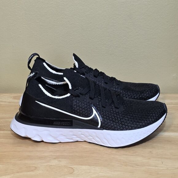 Nike React Infinity Run Flyknit CD4371-002 Black White Running Shoes Mens Size 8
